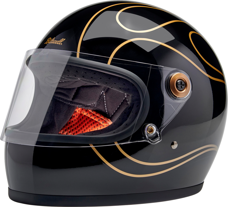 BILTWELL Gringo S Helmet - Gloss Black Flames - 2XL 1003-567-506