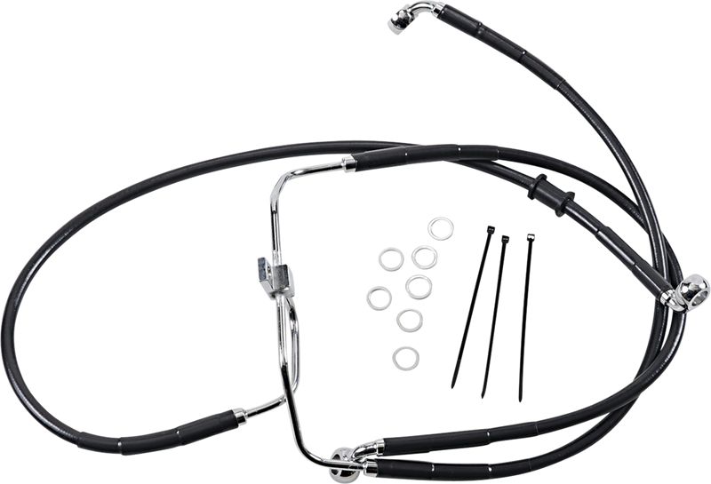 DRAG SPECIALTIES Brake Line - Front - Black - +6" - FXDF '08-'17 660325-6BLK