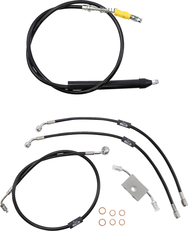 LA CHOPPERS Handlebar Cable/Brake Line Kit- Quick Connect - 18" - 20" Ape Hanger Handlebars - Black Vinyl LA-8157KT-19B