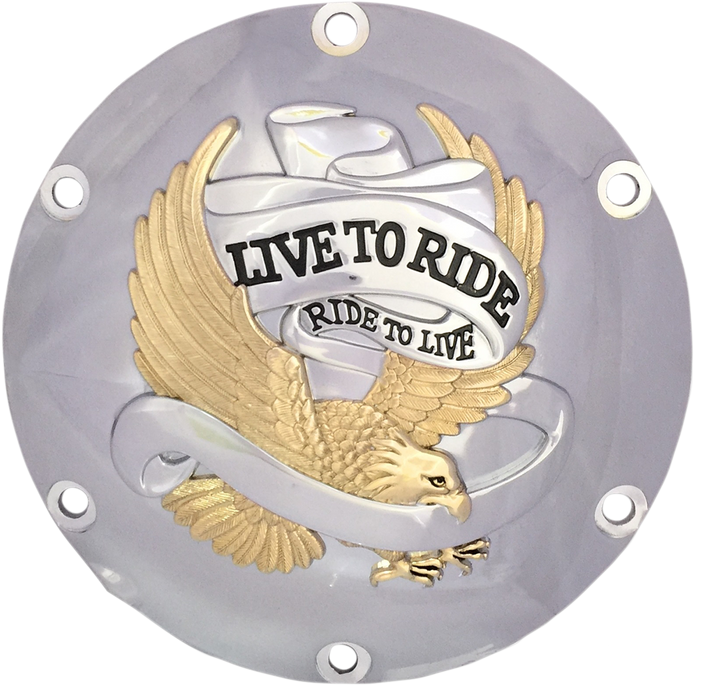 DRAG SPECIALTIES Live to Ride Derby Cover - 6-Hole - Gold 33-0067CGA