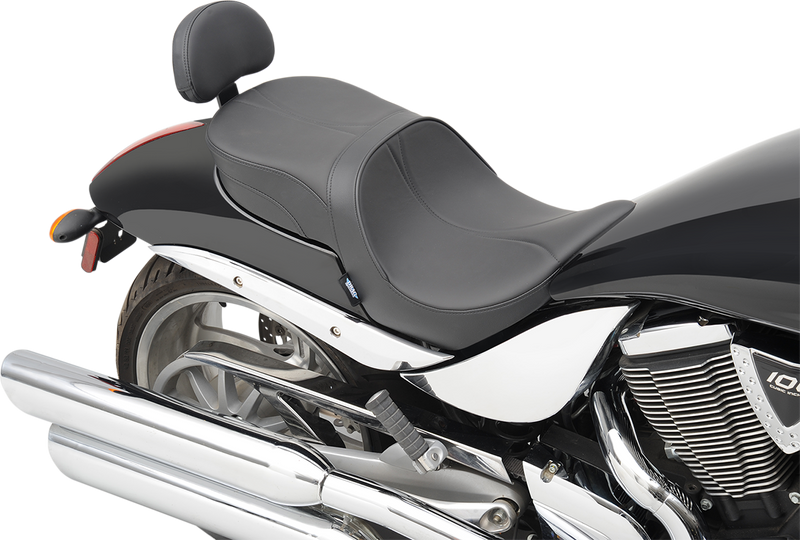DRAG SPECIALTIES Seat - Low-Profile - Touring - With Passenger Backrest - Mild Stitch - Black 14.5" FR WIDTH 13" REAR 0810-1585