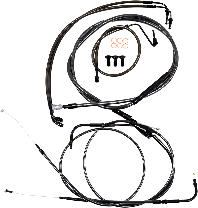 LA CHOPPERS Handlebar Cable/Brake Line Kit - 12" - 14" Ape Hanger Handlebars - Midnight LA-8051KT-13M