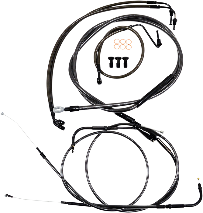 LA CHOPPERS Handlebar Cable/Brake Line Kit - 15" - 17" Ape Hanger Handlebars - Midnight LA-8051KT-16M