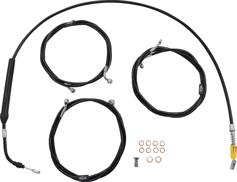 LA CHOPPERS Handlebar Cable/Brake Line Kit - 12" - 14" Ape Hanger Handlebars - Black Vinyl LA-8056KT-13B