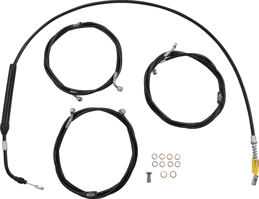 LA CHOPPERS Handlebar Cable/Brake Line Kit - 12" - 14" Ape Hanger Handlebars - Black Vinyl LA-8056KT-13B