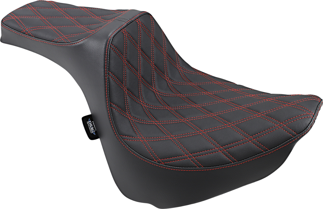 DRAG SPECIALTIES Predator III Seat - Double Diamond - Red Stitched - FXFB/S '18-'22 FIT FLSTN W/O LUGG RACK 0802-1074