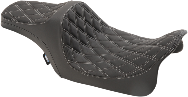 DRAG SPECIALTIES Predator III Seat - Double Diamond - Silver Stitched - FL '08-'22 0801-1115