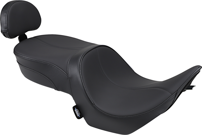 DRAG SPECIALTIES Seat - Low-Profile - Touring - With Passenger Backrest - Mild Stitch - Black 14.5" FR WIDTH 13" REAR 0810-1585