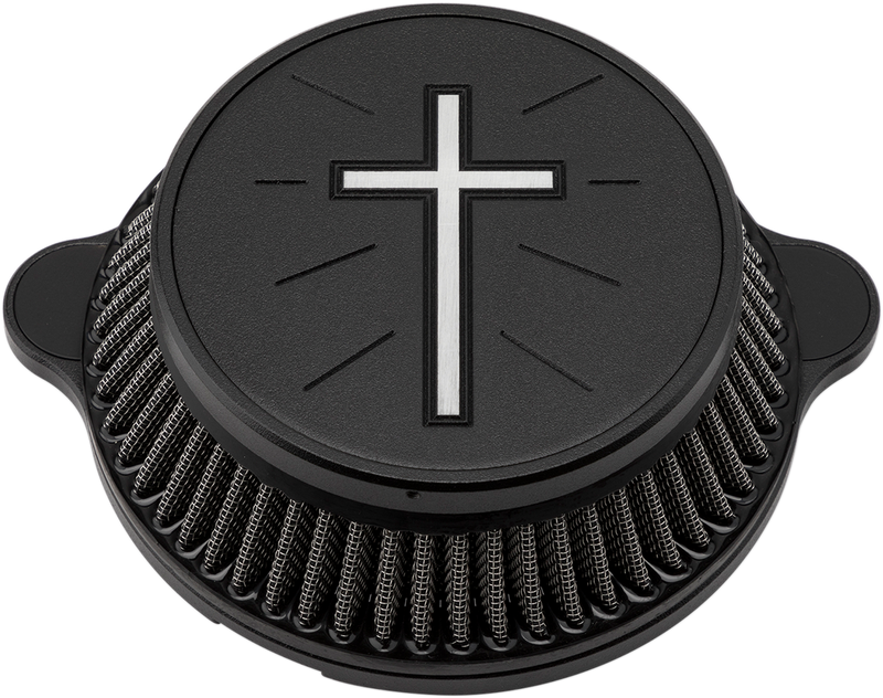 LA CHOPPERS Cross Air Cleaner - Black - M8 LA-2395-03B
