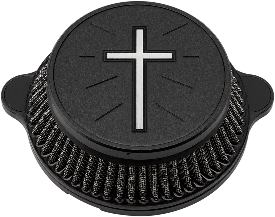 LA CHOPPERS Cross Air Cleaner - Black - M8 LA-2395-03B