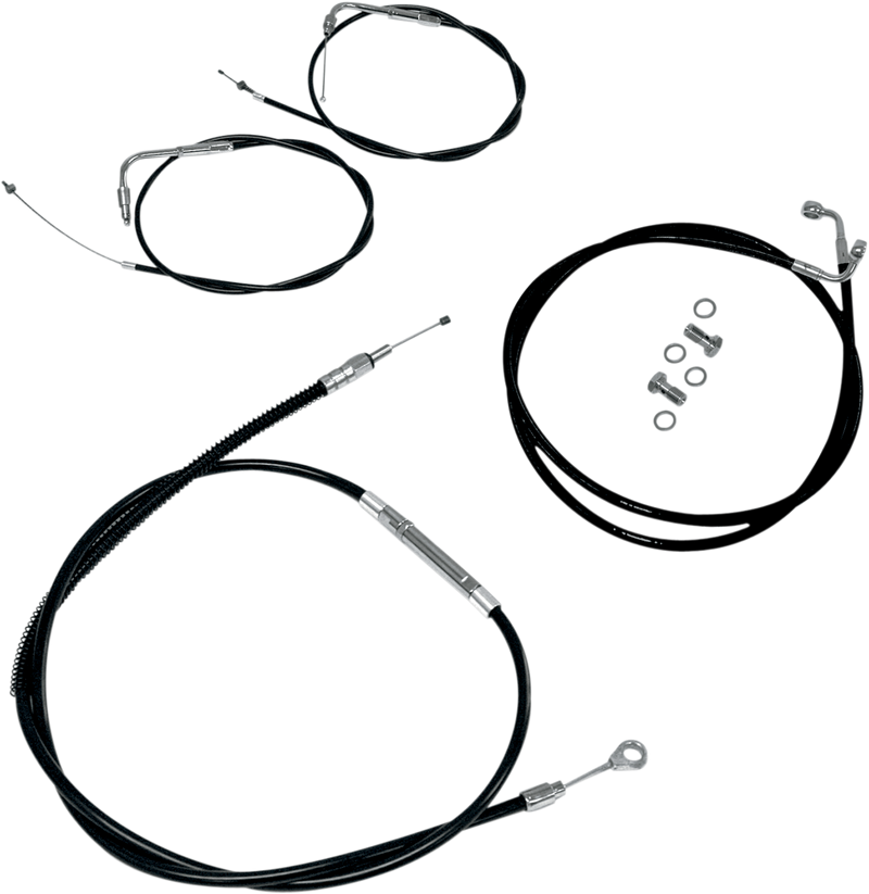 LA CHOPPERS Handlebar Cable/Brake Line Kit - 12" - 14" Ape Hanger Handlebars - Black Vinyl LA-8120KT-13B