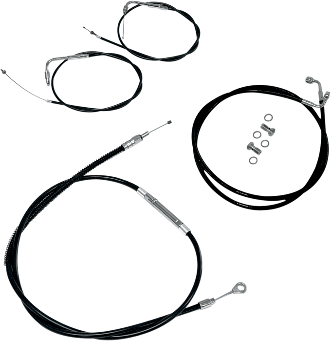 LA CHOPPERS Handlebar Cable/Brake Line Kit - 18" - 20" Ape Hanger Handlebars - Black Vinyl LA-8210KT-19B