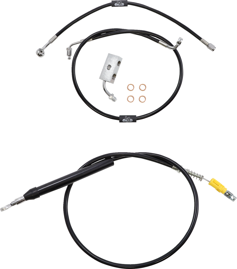 LA CHOPPERS Handlebar Cable/Brake Line Kit - 15" - 17" Ape Hanger Handlebars - Black Vinyl LA-8155KT-16B