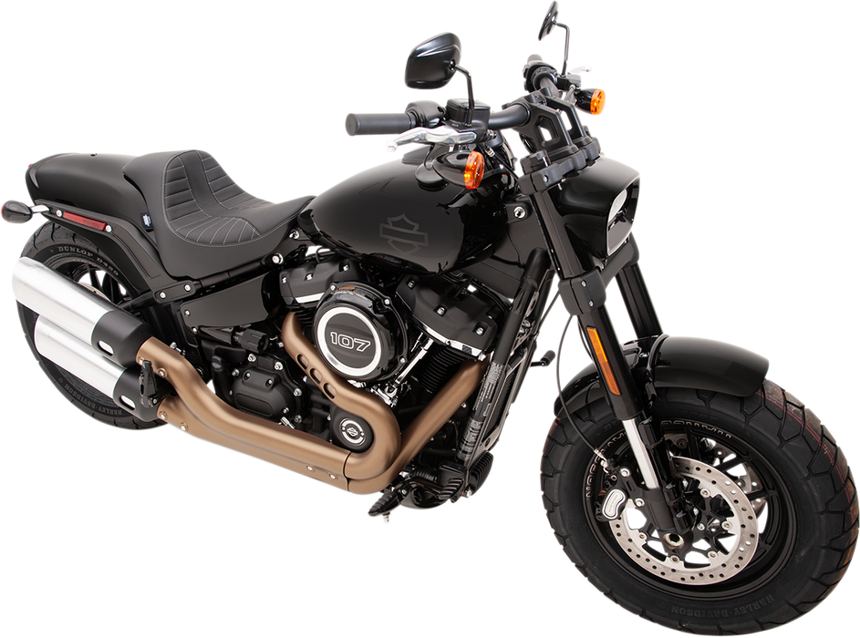 DRAG SPECIALTIES EZ-Solo Seat - Scorpion Stitch - Silver Thread - Vinyl - FXFB '18-'22 ACT EZ-ON STYLE 0802-1129