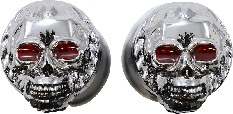 DRAG SPECIALTIES Grips - Skull Grips - Red Eyes - Chrome 17-0505CDTS