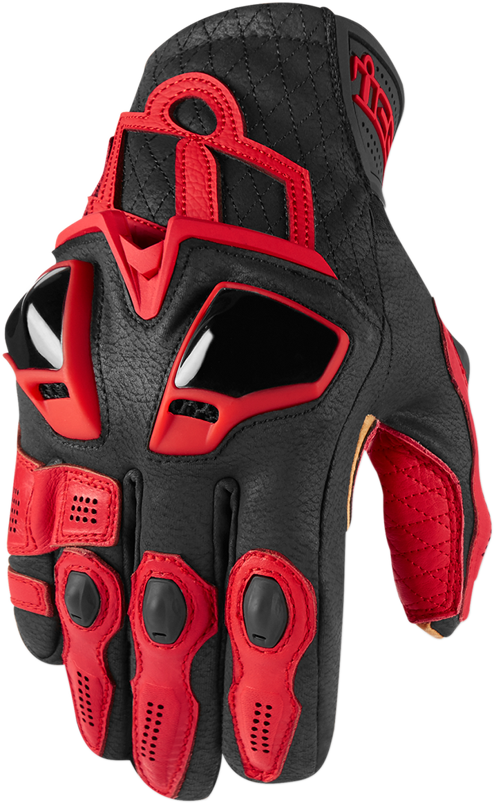 ICON Hypersport™ Short Motorcycle Leather Gloves - Red - XL 3301-3548