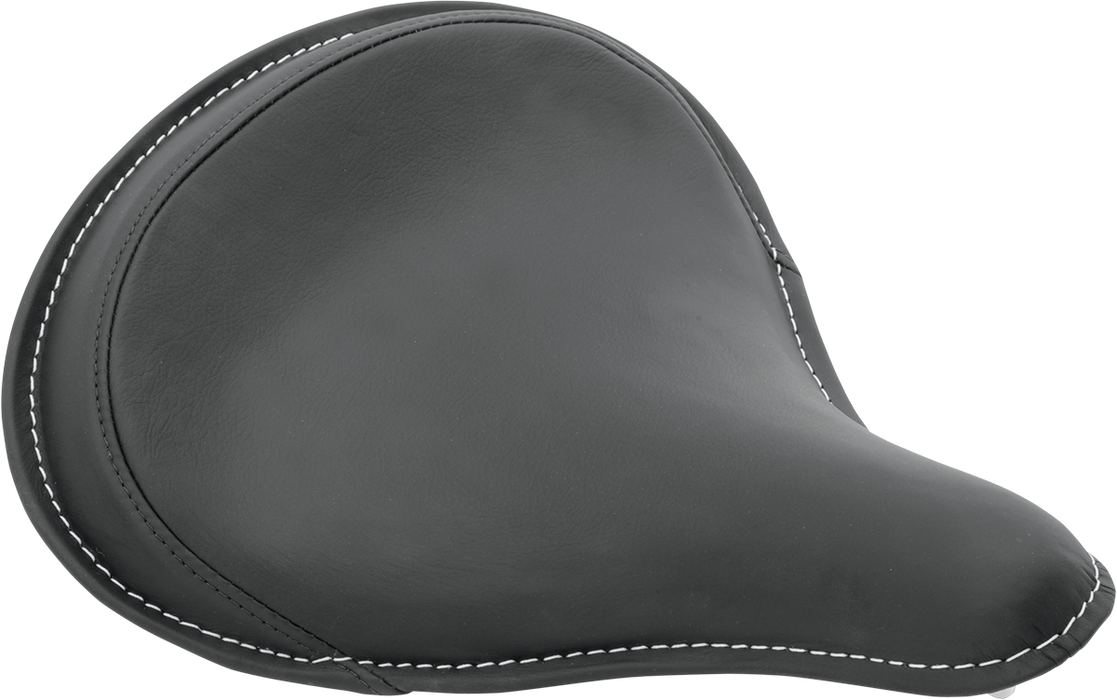 DRAG SPECIALTIES Seat - Spring Solo - Large - Black Solar-Reflective Leather/White Perimeter Stitch 0806-0048