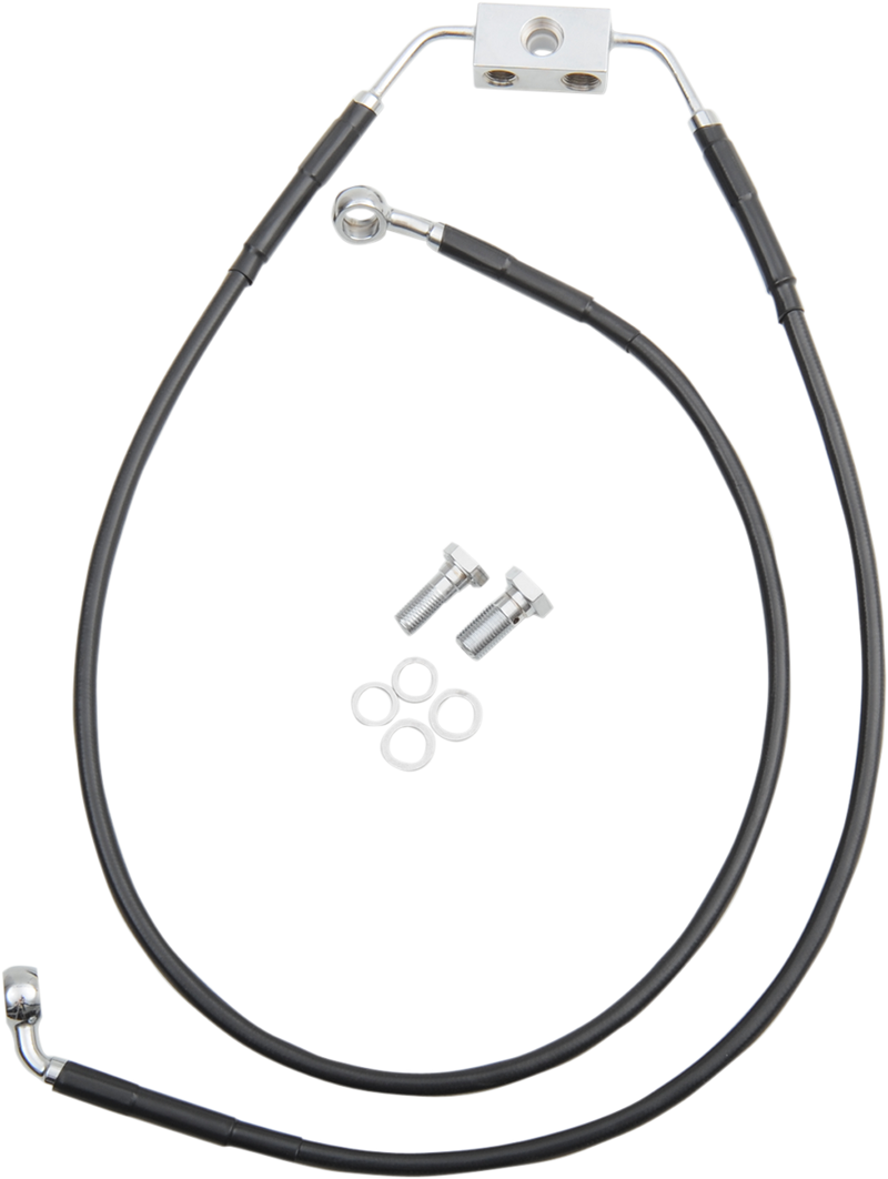 DRAG SPECIALTIES Brake Line - Front - Black - +6" - FXDB '12-'17 612135-6BLK