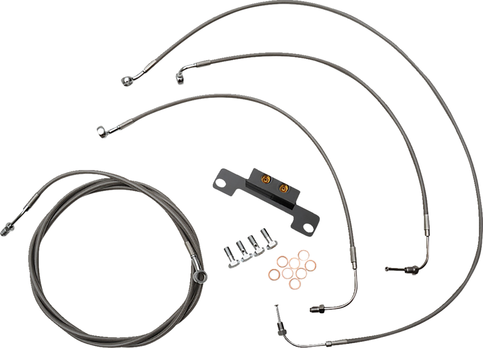 LA CHOPPERS Handlebar Cable/Brake Line Kit - Stock Ape Hanger Handlebars - Stainless Steel LA-8056KT-08