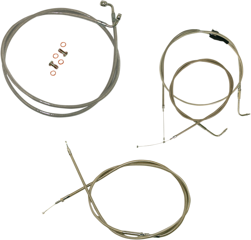 LA CHOPPERS Handlebar Cable/Brake Line Kit - 15" - 17" Ape Hanger Handlebars - Stainless Steel LA-8005KT-16