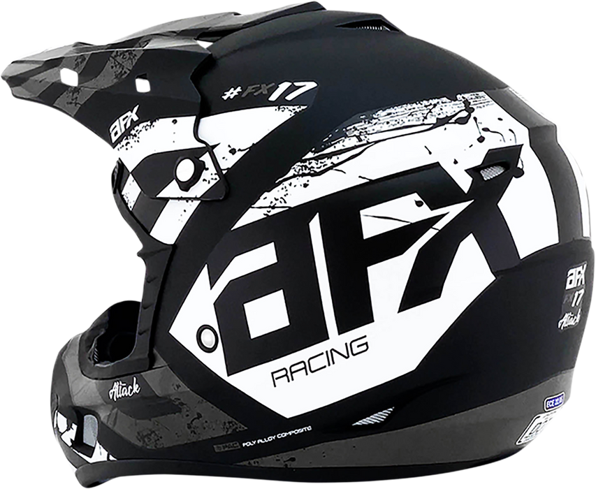 AFX FX-17 Motorcycle Helmet - Attack - Matte Black/Silver - Medium 0110-7144