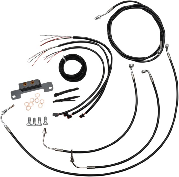 LA CHOPPERS Handlebar Cable/Brake Line Kit - Complete - 12" - 14" Ape Hanger Handlebars - Black Vinyl LA-8055KT2-13B