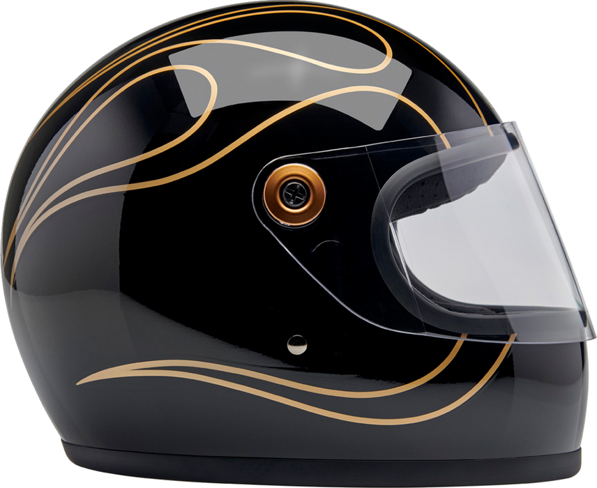 BILTWELL Gringo S Helmet - Gloss Black Flames - XL 1003-567-505