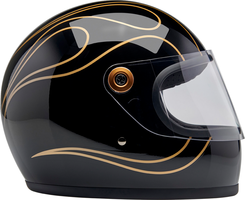 BILTWELL Gringo S Helmet - Gloss Black Flames - XS 1003-567-501