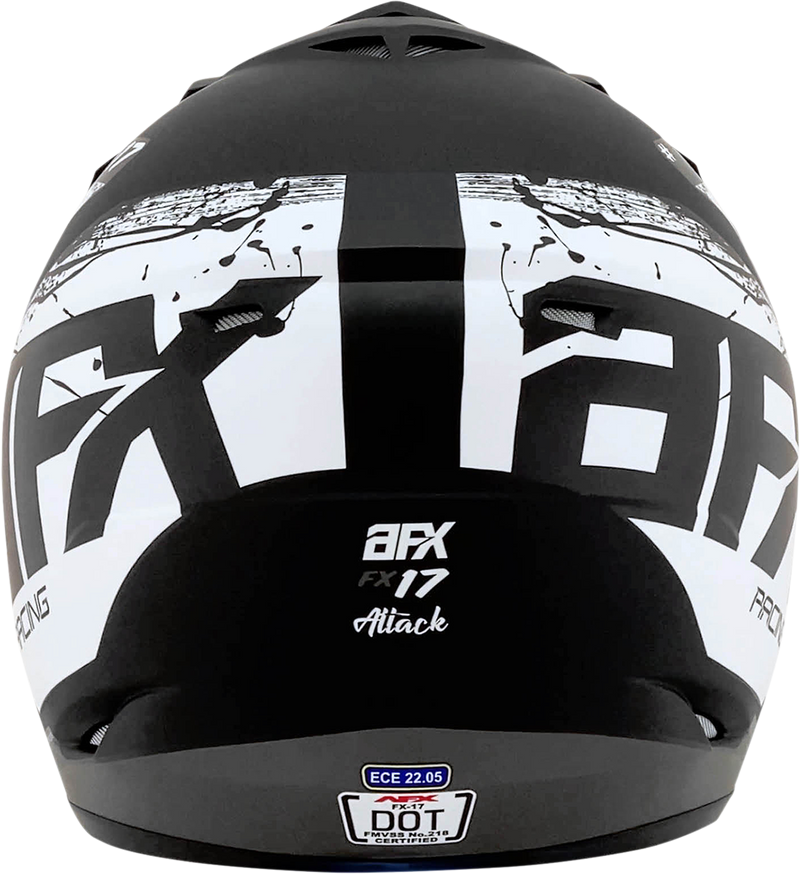 AFX FX-17Y Motorcycle Helmet - Attack - Matte Black/Silver - Large 0111-1401