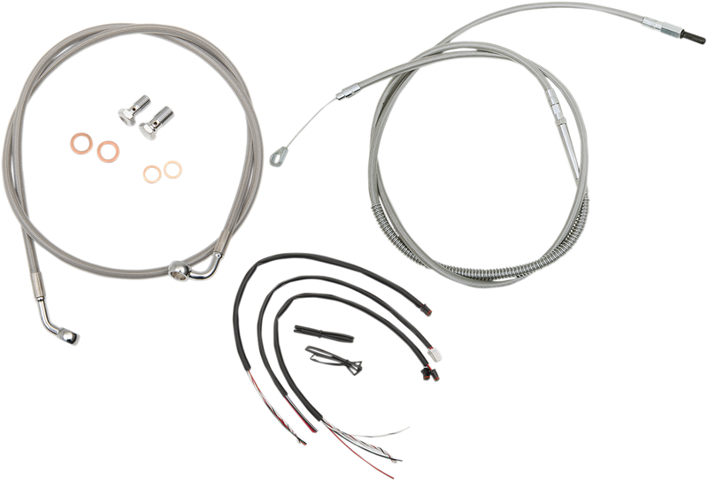 LA CHOPPERS Handlebar Cable/Brake Line Kit - Complete - 18" - 20" Ape Hanger Handlebars - Stainless LA-8153KT2-19