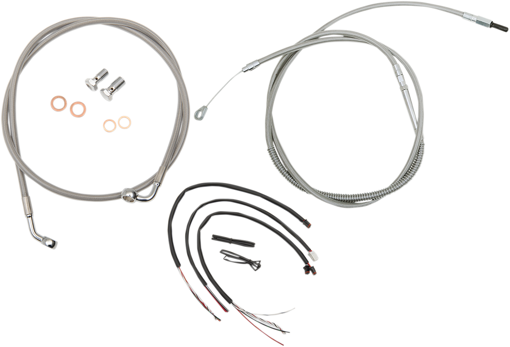 LA CHOPPERS Handlebar Cable/Brake Line Kit - Complete - 15" - 17" Ape Hanger Handlebars - Stainless LA-8153KT2-16