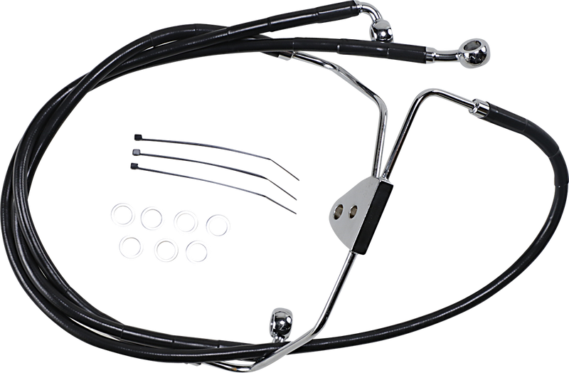 DRAG SPECIALTIES Brake Line - Front - Black - +8" 620085-8BLK