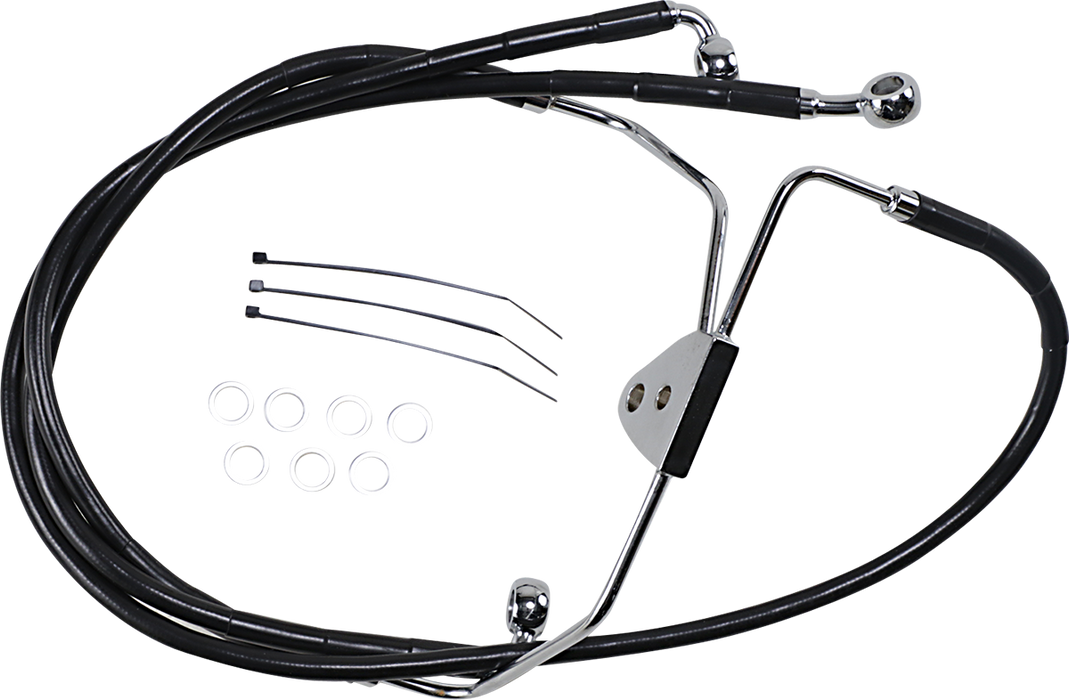 DRAG SPECIALTIES Brake Line - Front - Black - +8" 620085-8BLK