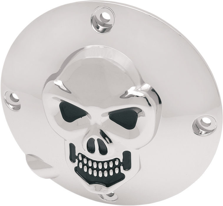 DRAG SPECIALTIES Skull Derby Cover - Chrome - 4 Hole 33-0063