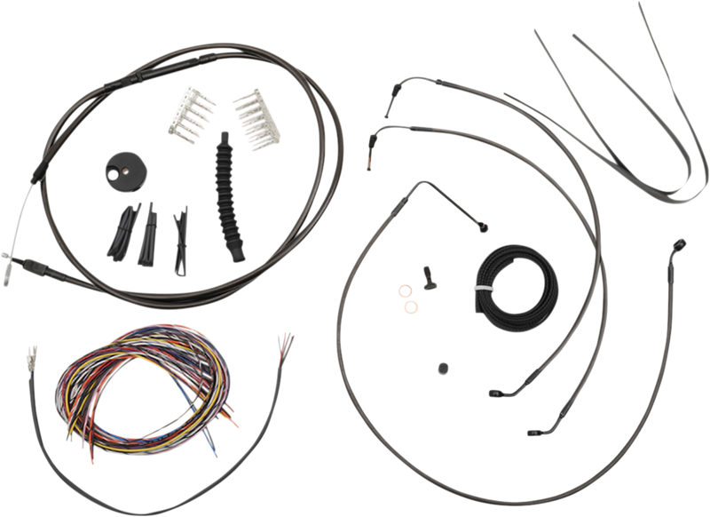 LA CHOPPERS Cable Kit - Complete - 18" - 20" Ape Hanger Handlebars - Midnight LA-8154KT2-19M