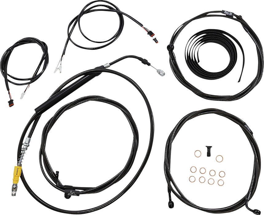 LA CHOPPERS Cable Kit - 15" - 17" Ape Hanger Handlebars - ABS - Midnight LA-8058KT3-16M