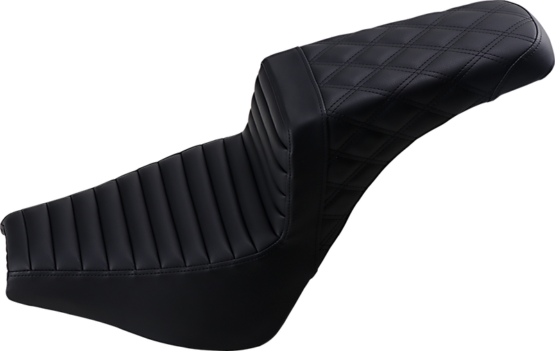 SADDLEMEN Step-Up Seat - Front Tuck-n-Roll/Rear Lattice Stitch - Black 818-30-176