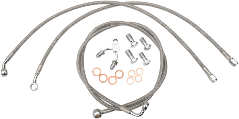 LA CHOPPERS Brake Lines - 12" - 14" Ape Hanger Handlebars - Stainless Steel LA-8150B13