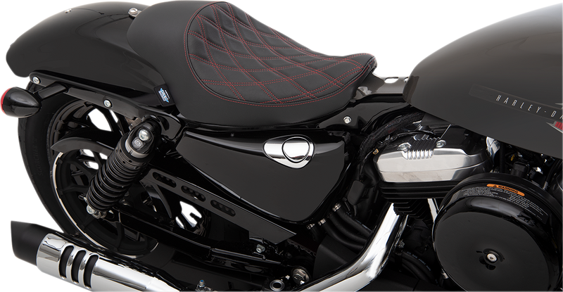 DRAG SPECIALTIES Seat - 3/4 Solo - Double Diamond - Black w/ Red Stitching - '04-'22 XL  0804-0746
