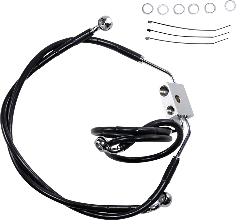 DRAG SPECIALTIES Brake Line - Front - Black - +4" - FXDF '12-'17 612137-4BLK