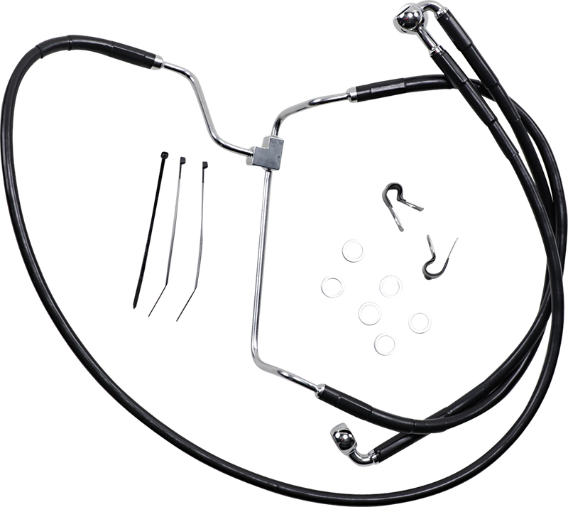 DRAG SPECIALTIES Brake Line - Front - Black - +8" 614085-8BLK