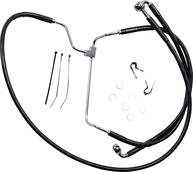 DRAG SPECIALTIES Brake Line - Front - Black - +8" 614085-8BLK