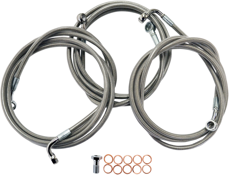 LA CHOPPERS Brake Lines - 15" - 17" Ape Hanger Handlebars - Stainless Steel LA-8052B16