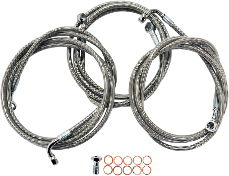 LA CHOPPERS Brake Lines - 15" - 17" Ape Hanger Handlebars - Stainless Steel LA-8052B16