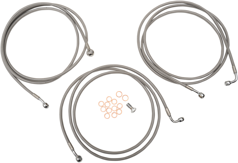 LA CHOPPERS Brake Lines - 18" - 20" Ape Hanger Handlebars - Stainless Steel LA-8052B19