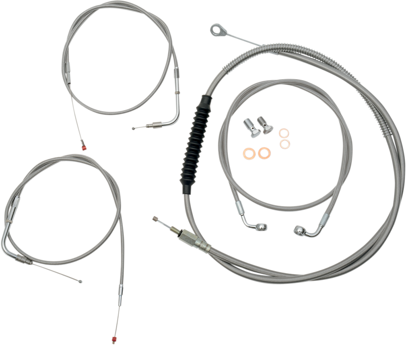 LA CHOPPERS Handlebar Cable/Brake Line Kit - 15" - 17" Ape Hanger Handlebars - Stainless Steel LA-8100KT-16