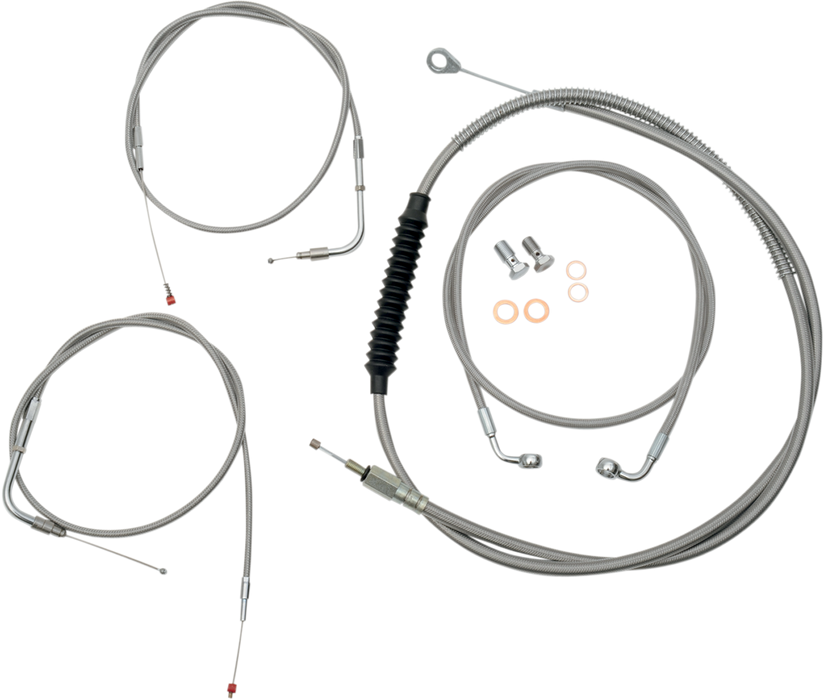LA CHOPPERS Handlebar Cable/Brake Line Kit - Stock Ape Hanger Handlebars - Stainless Steel LA-8100KT-00
