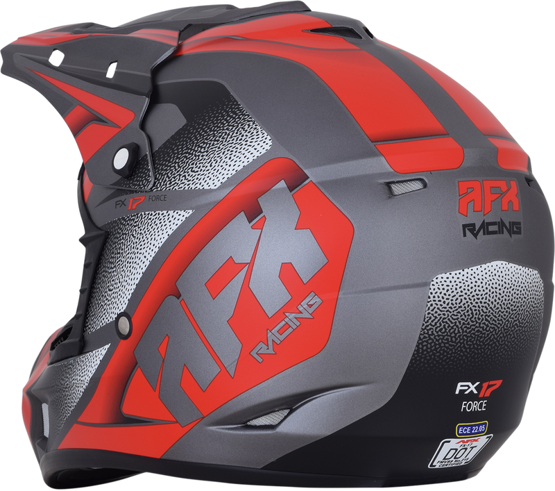 AFX FX-17 Motorcycle Helmet - Force - Frost Gray/Red - 2XL 0110-5207