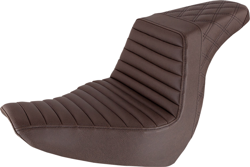 SADDLEMEN Step-Up Seat - Front Tuck-n-Roll/Rear Lattice Stitch - Brown 818-29-176BR