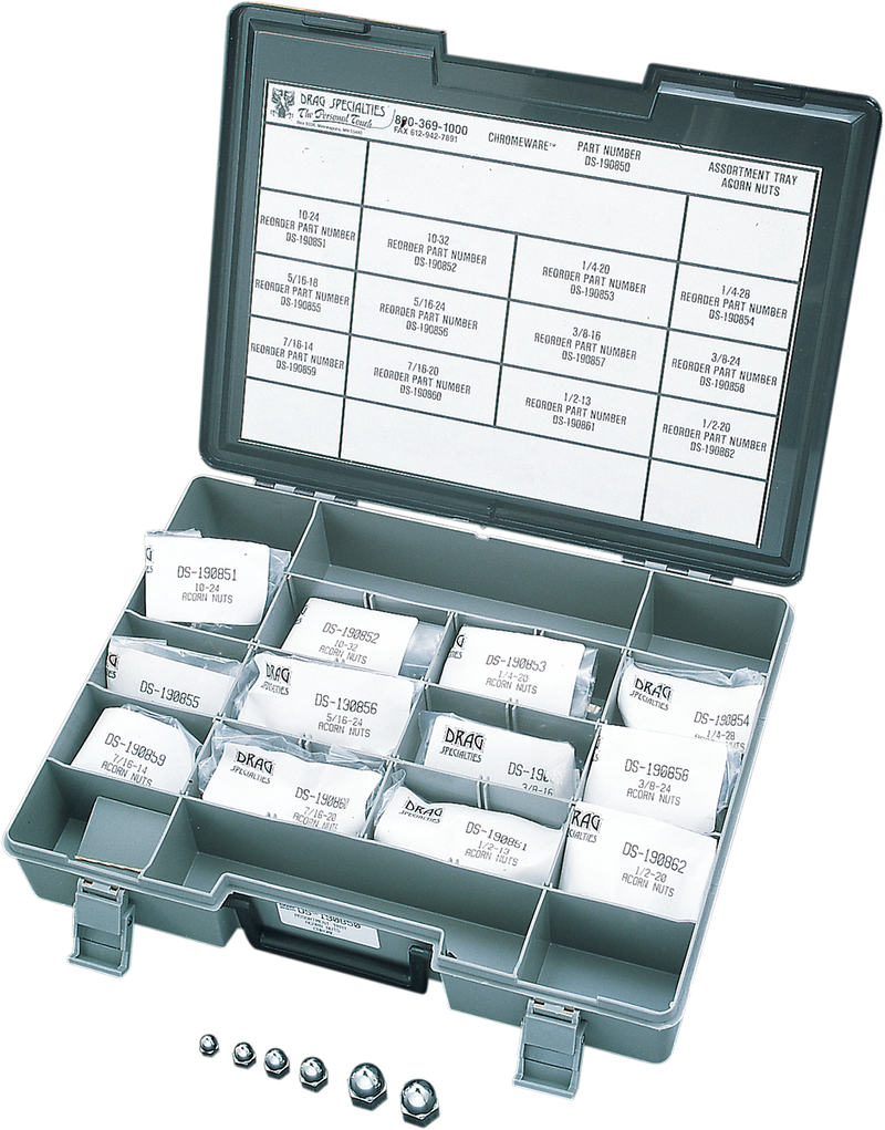 DRAG SPECIALTIES Nut Assortment - Acorn - Chrome MK152